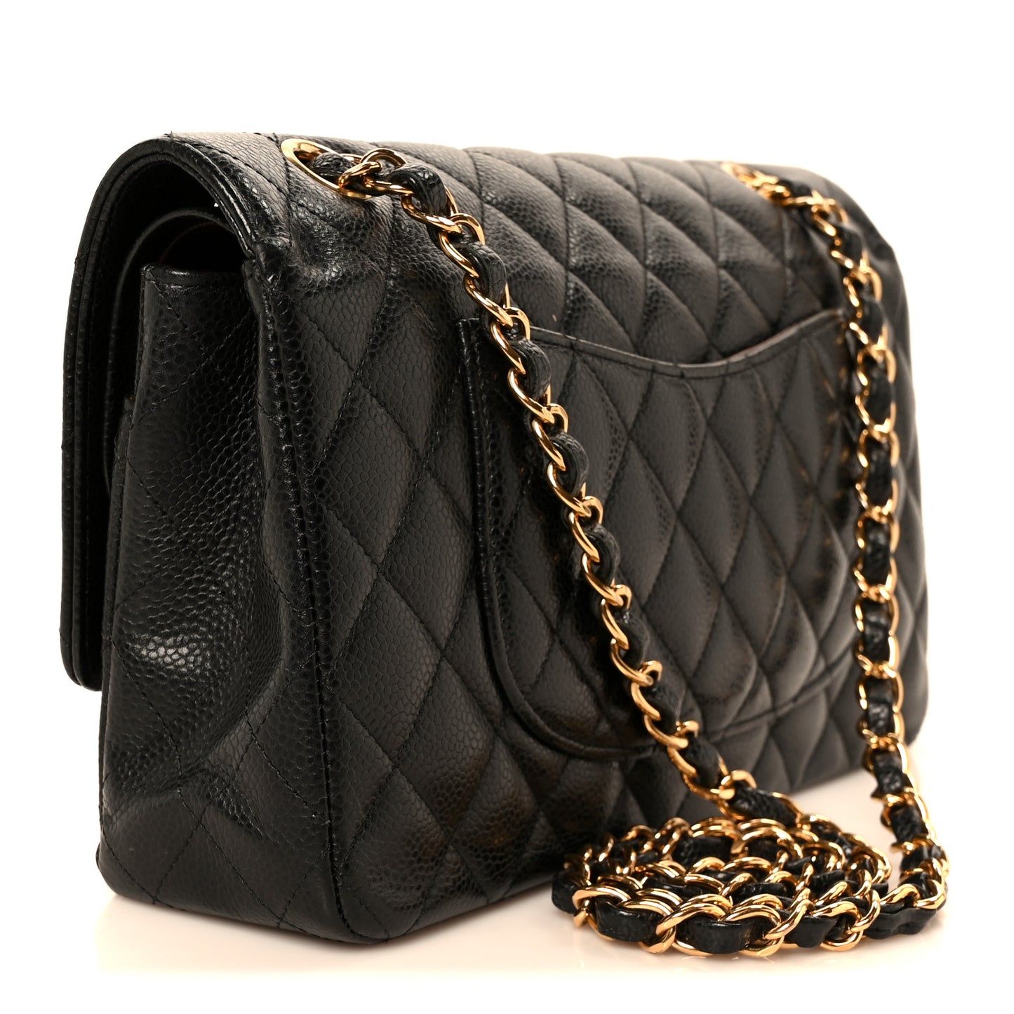 Caviar Quilted Medium Double Flap Black