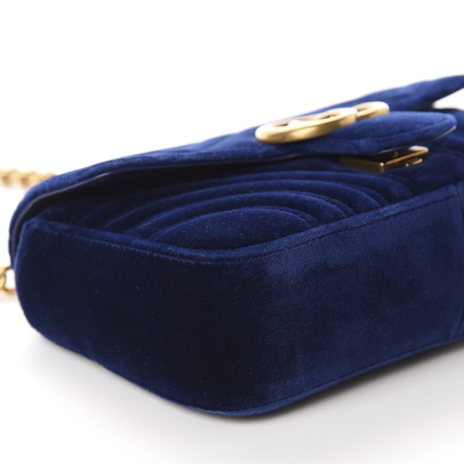 Gucci Velvet Matelasse Mini GG Marmont Shoulder Bag Cobalt Blue 6 of 10