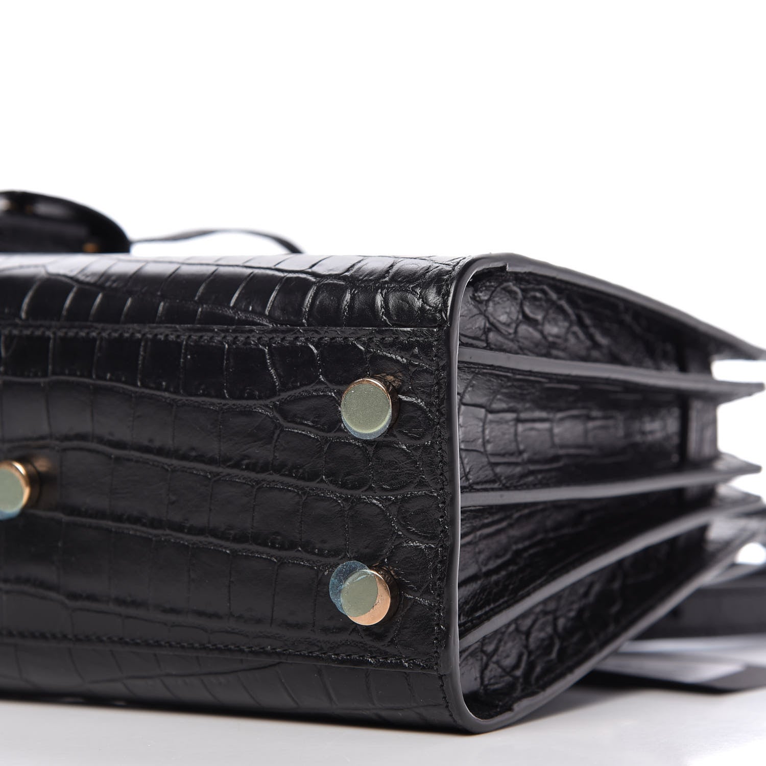Saint Laurent Calfskin Crocodile Embossed Nano Sac De Jour Black 7 of 9