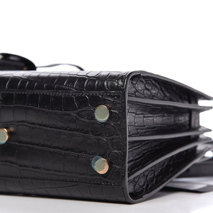 Saint Laurent Calfskin Crocodile Embossed Nano Sac De Jour Black 7 of 9