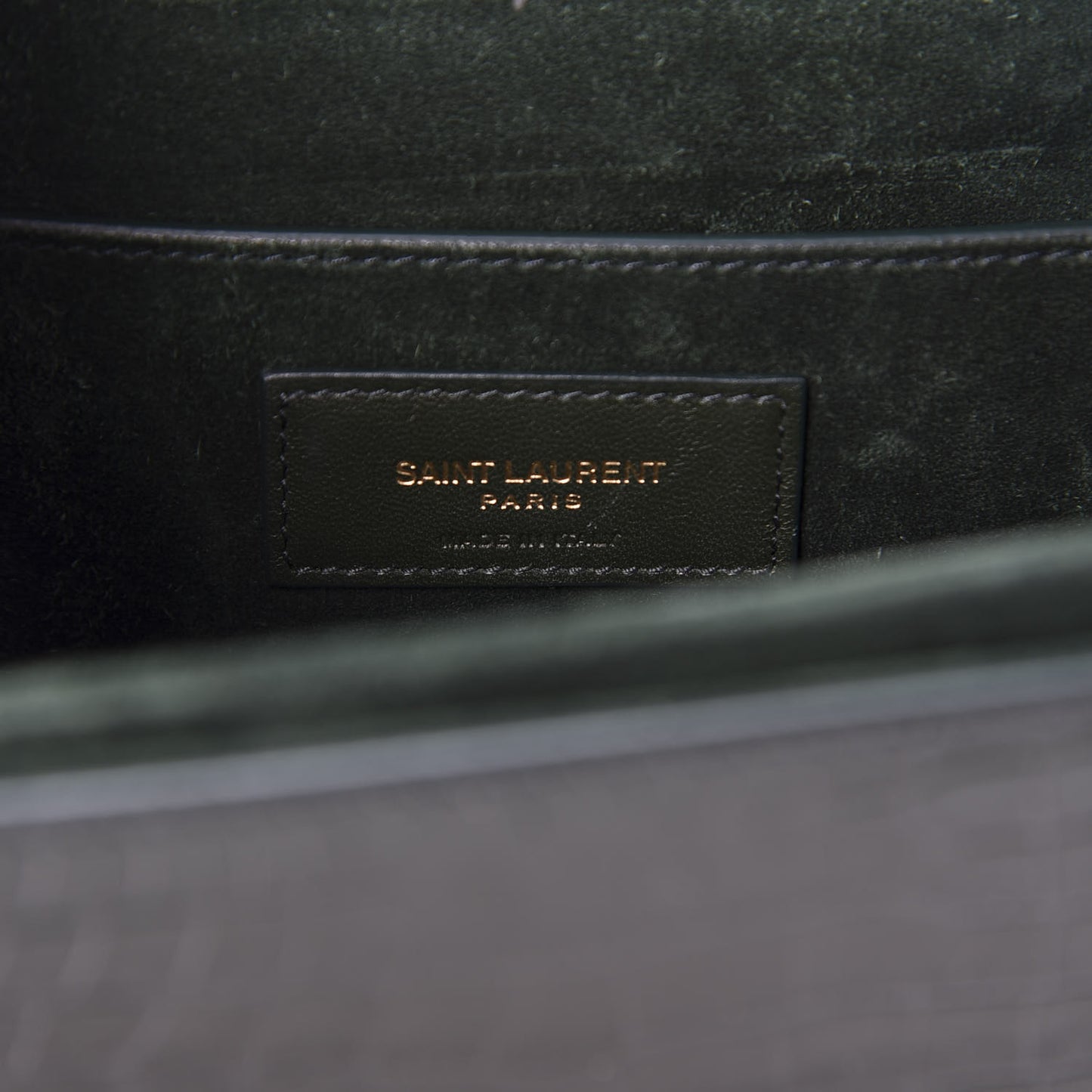 Calfskin Crocodile Embossed Medium Bellechasse Satchel Dark Green