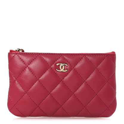 Chanel Lambskin Quilted Small Cosmetic Case Dark Pink 1 of 9