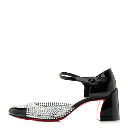 Christian Louboutin Patent PVC Strass Miss Jane Mary Janes 55 Pumps 37.5 Black 1 of 11