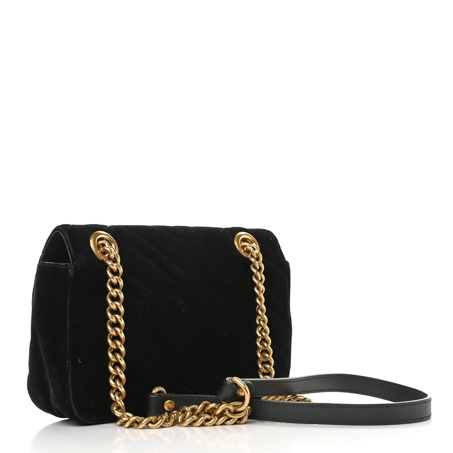 Gucci Velvet Matelasse Mini GG Marmont Shoulder Bag Black 3 of 11