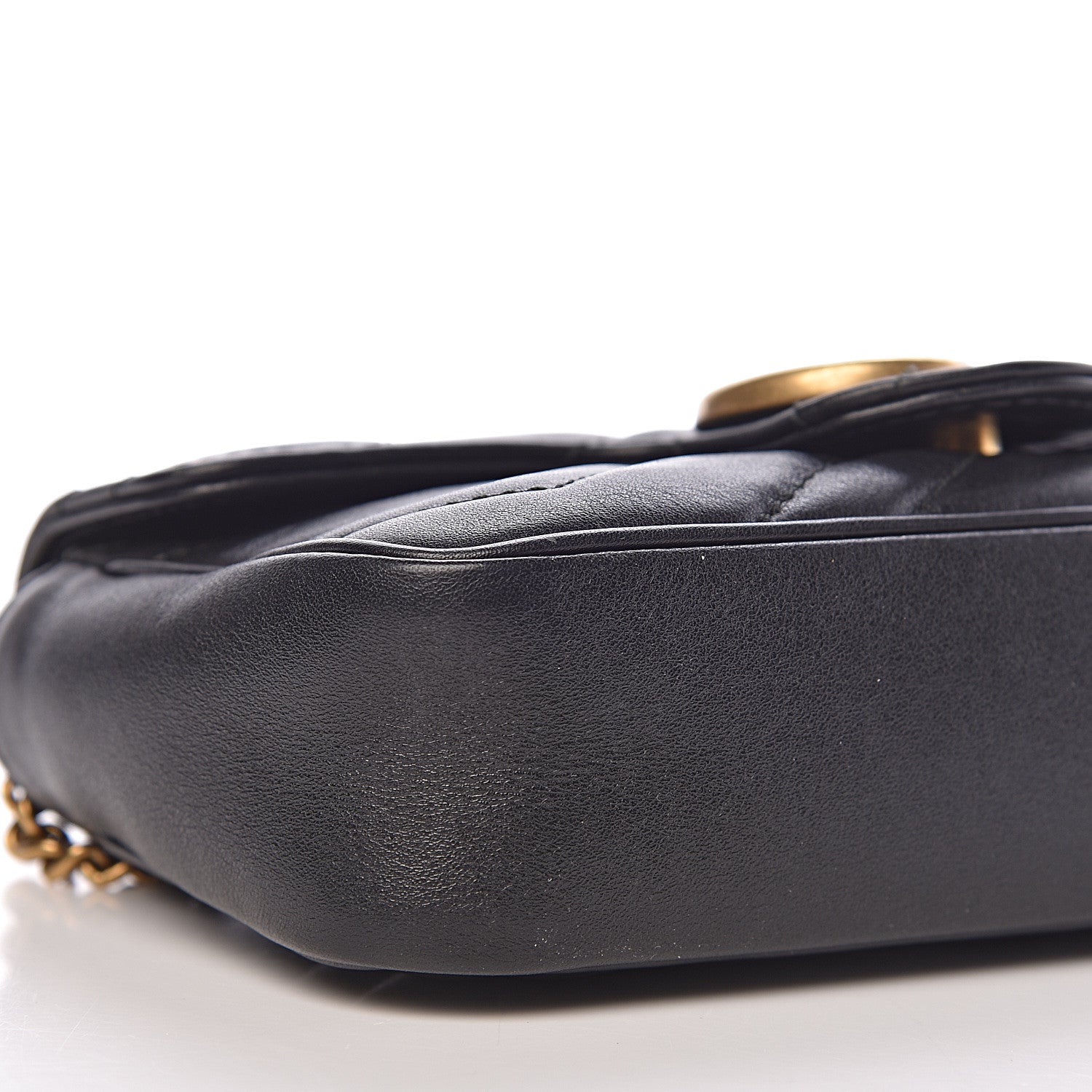 Gucci Calfskin Matelasse Super Mini GG Marmont Shoulder Bag Black 9 of 12
