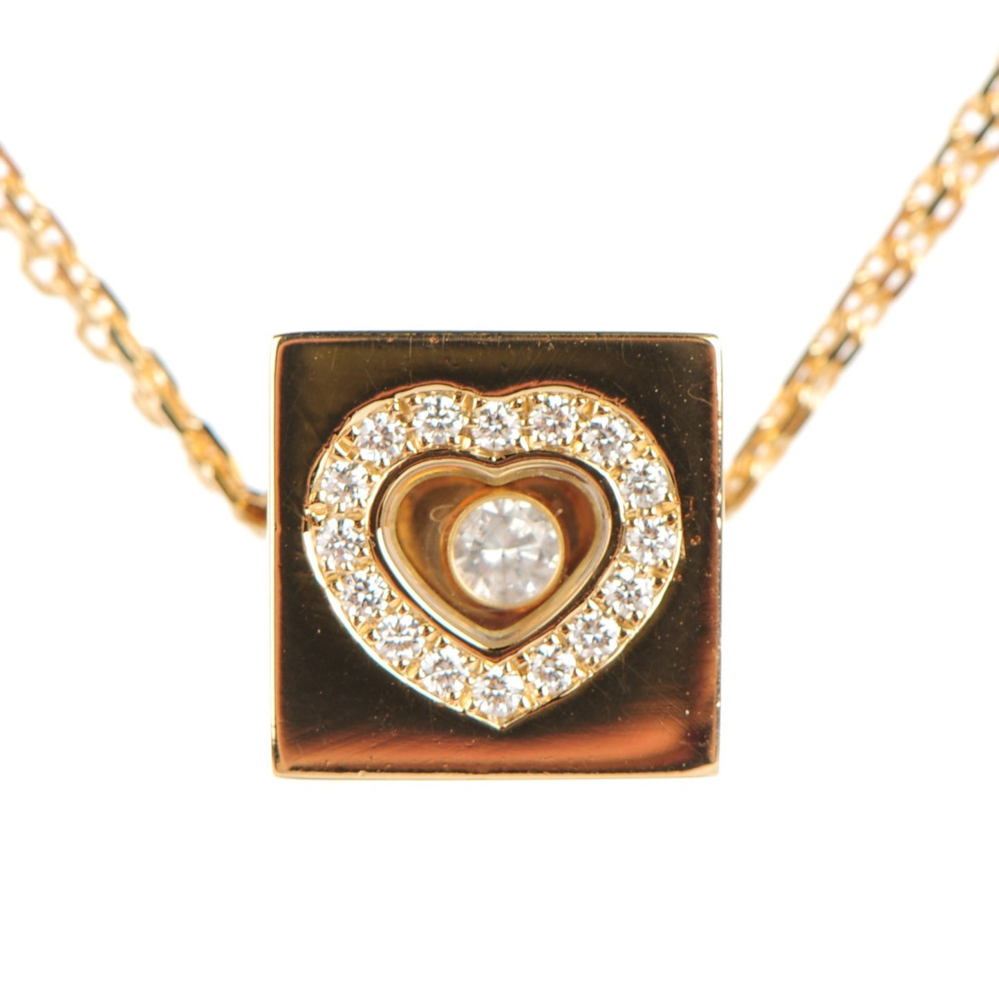18K Yellow Gold Diamond Ice Cube Love Necklace