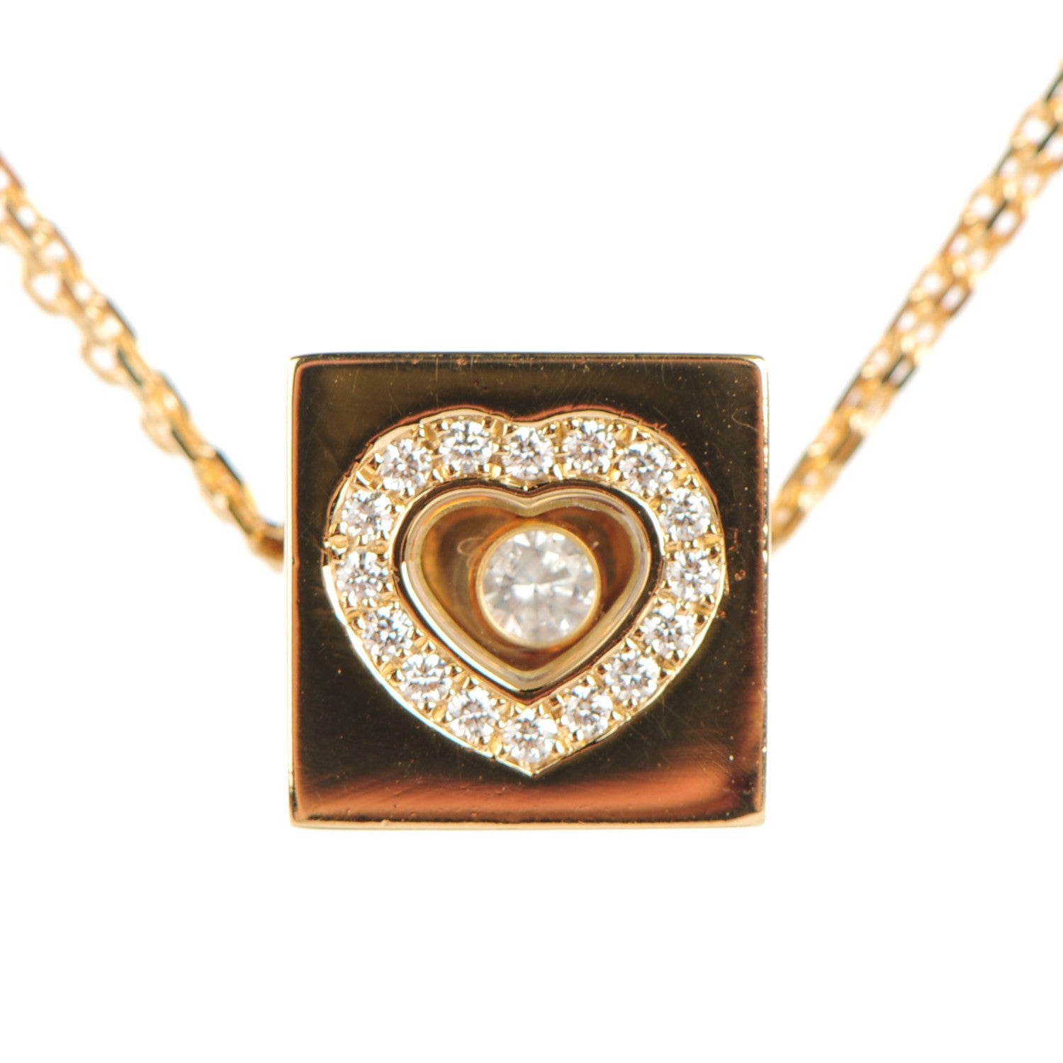 Chopard 18K Yellow Gold Diamond Ice Cube Love Necklace 3 of 9
