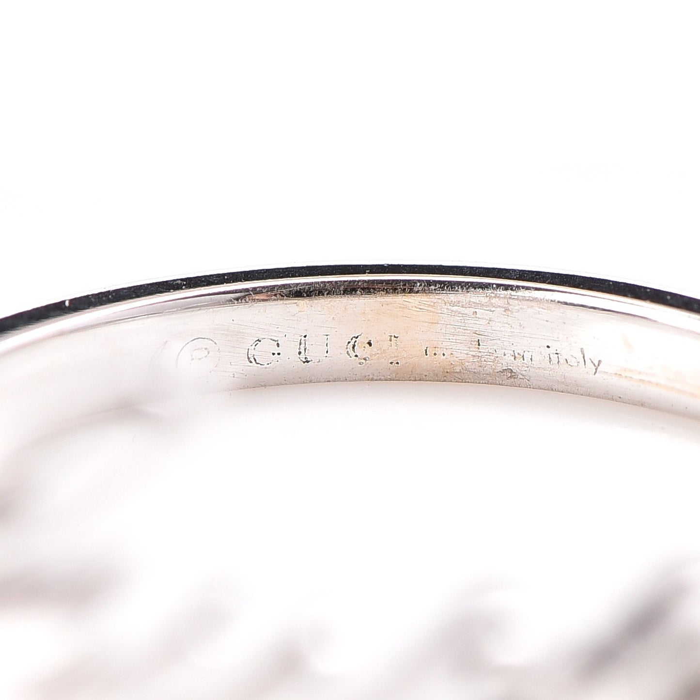 18k White Gold Diamond Icon Thin Band Ring 51 5.75