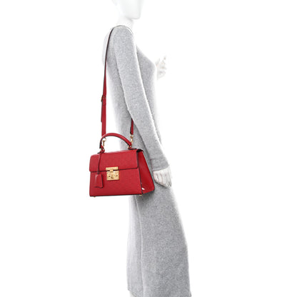 Gucci Guccissima Signature Small Padlock Top Handle Bag Hibiscus Red 2 of 11