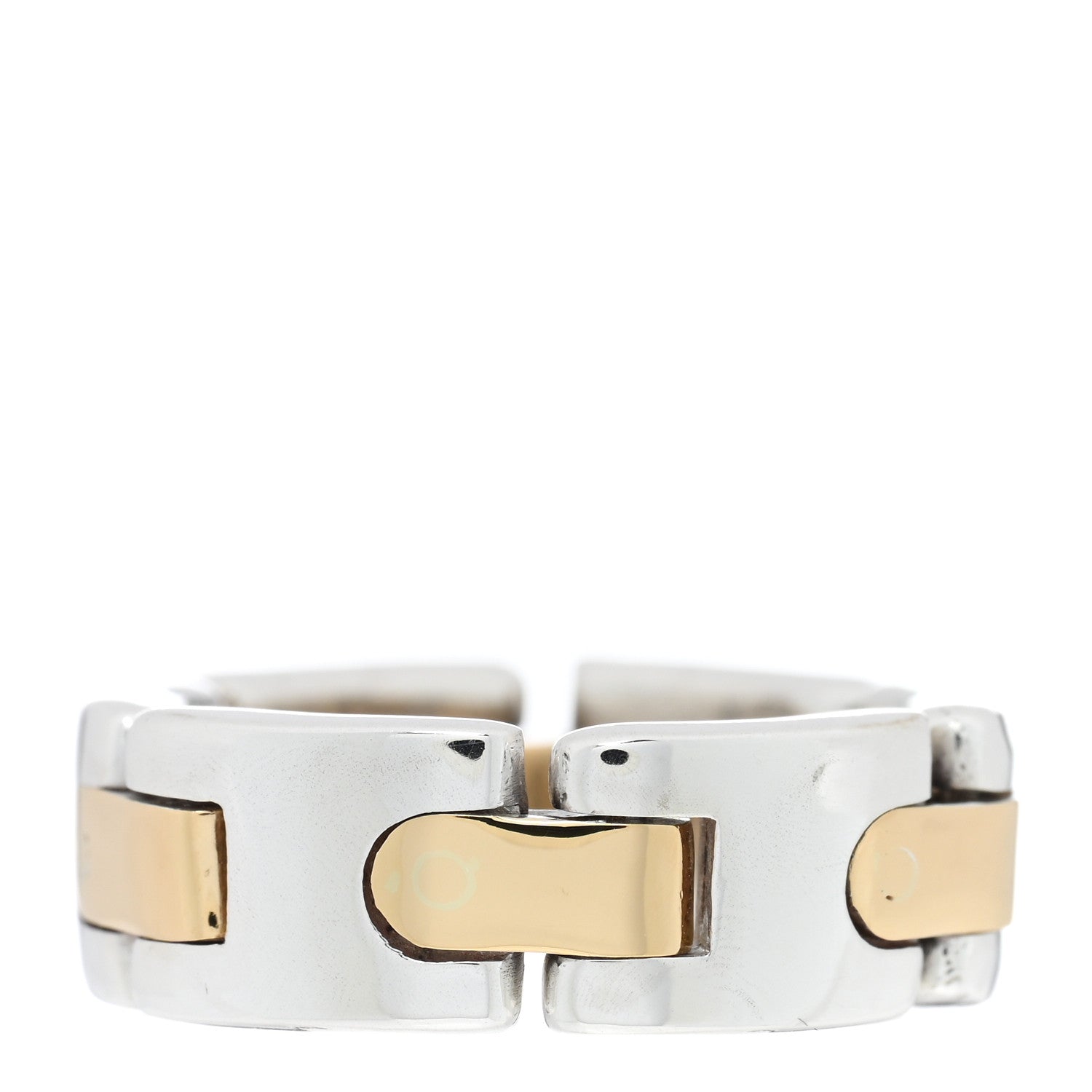 Tiffany Sterling Silver 18K Yellow Gold Link Ring 53 6.5 3 of 4