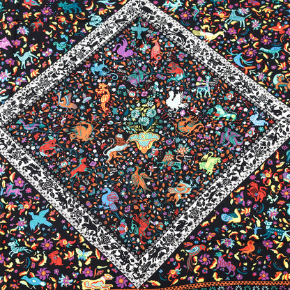 Hermes Cashmere Silk Jardins De Soie Shawl 140 Black Vert Multicolor 3 of 6