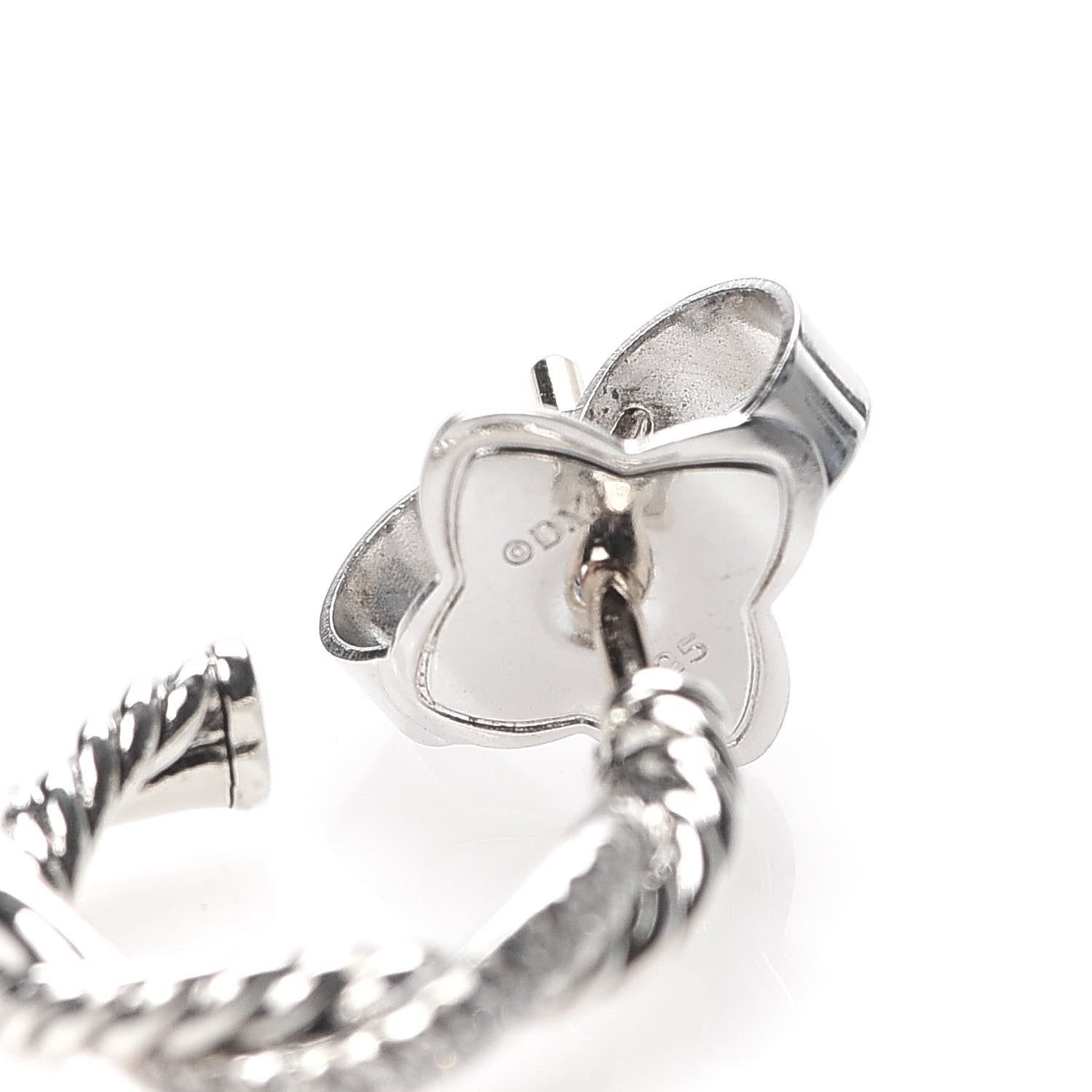 David Yurman Sterling Silver Diamond Petite Infinity Huggie Hoop Earrings 4 of 6