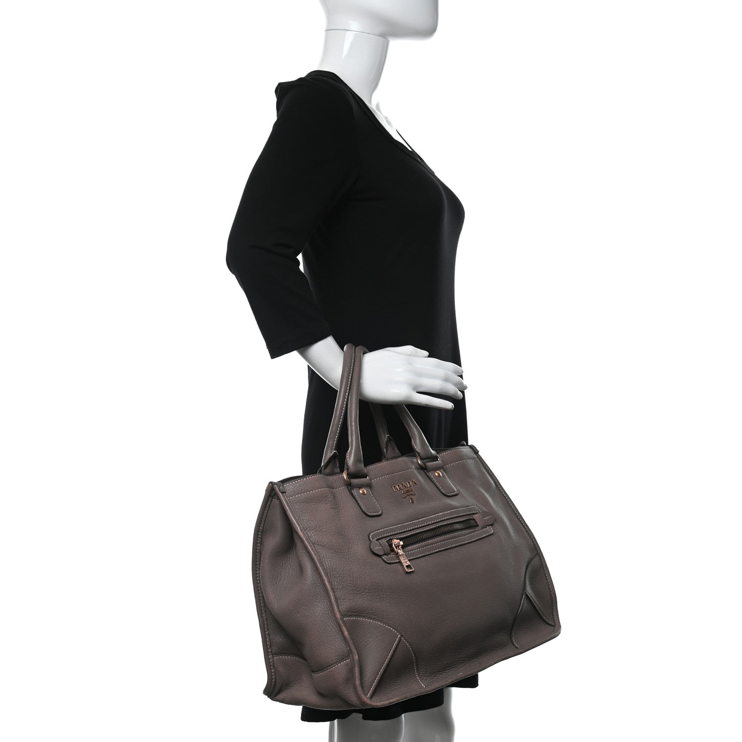 Prada Cervo Deerskin Tote Bambu 2 of 12