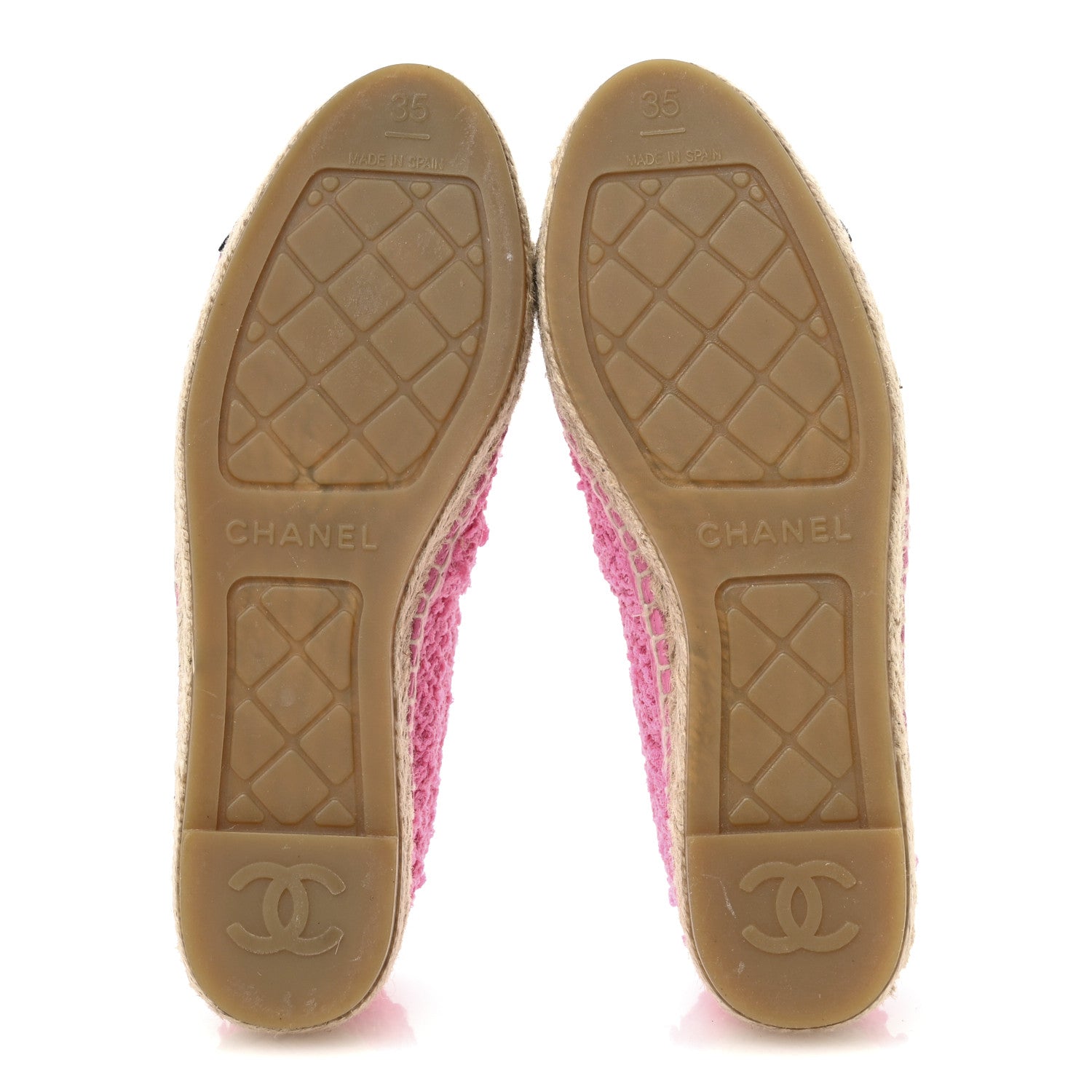 Chanel Tweed Grosgrain CC Espadrilles 35 Pink Black 6 of 10