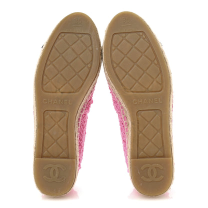 Chanel Tweed Grosgrain CC Espadrilles 35 Pink Black 6 of 10