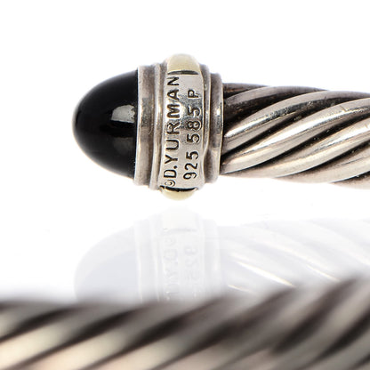 David Yurman Sterling Silver 14K Yellow Gold Black Onyx 7mm Cable Classics Bracelet 4 of 5