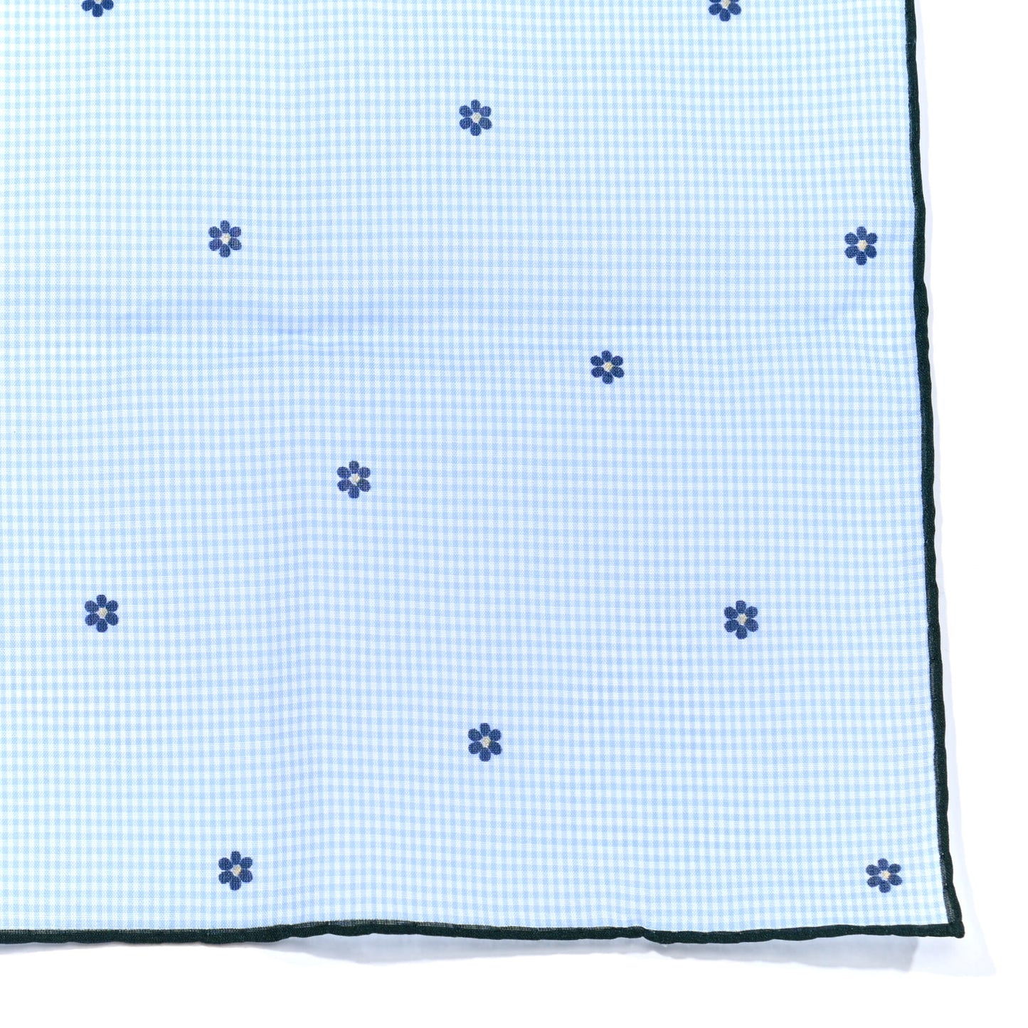 Cotton Popeline Flower Pocket Square Blue