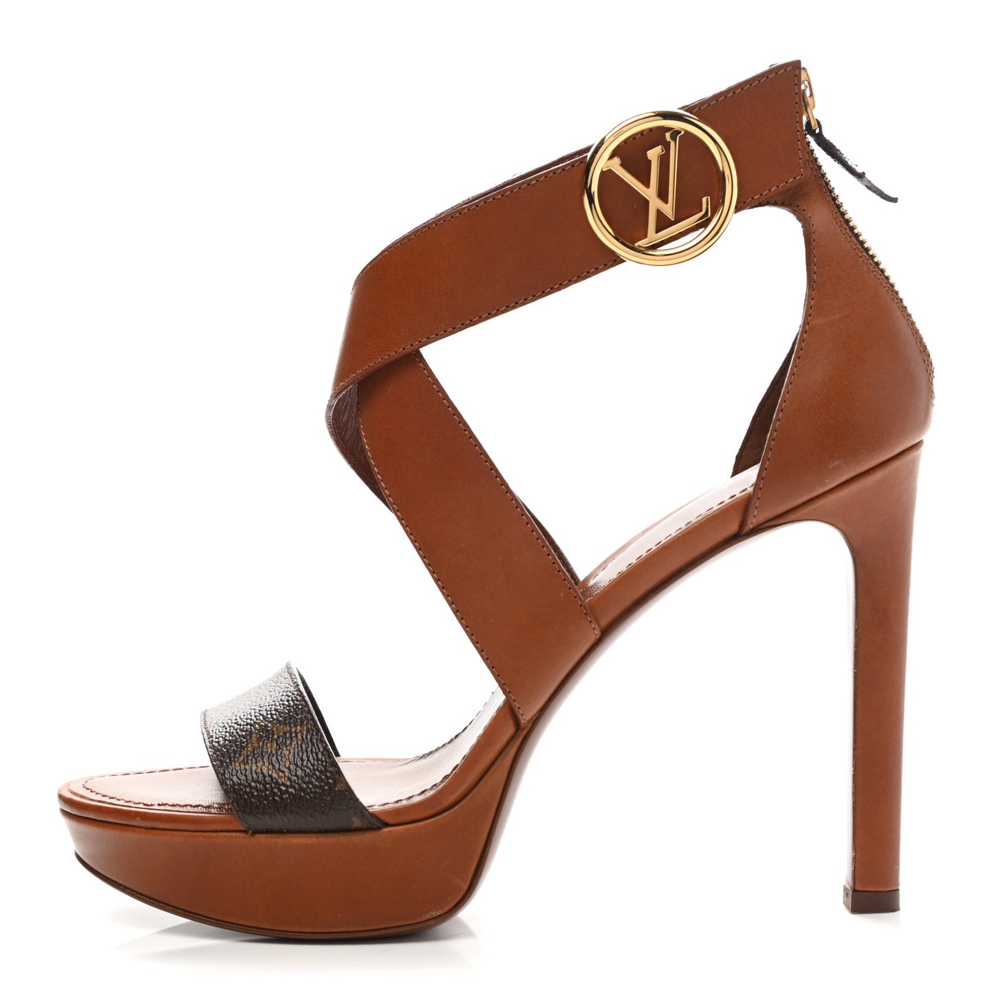 Calfskin Monogram Horizon Sandals 41 Cognac Brown