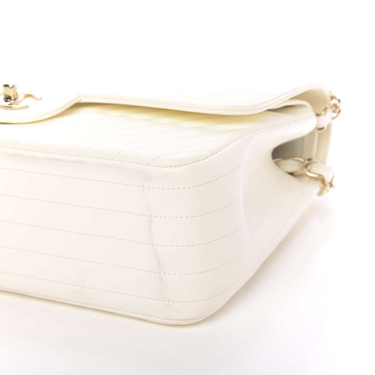 Chanel Lambskin Chevron Quilted Jumbo Double Flap White 11 of 13