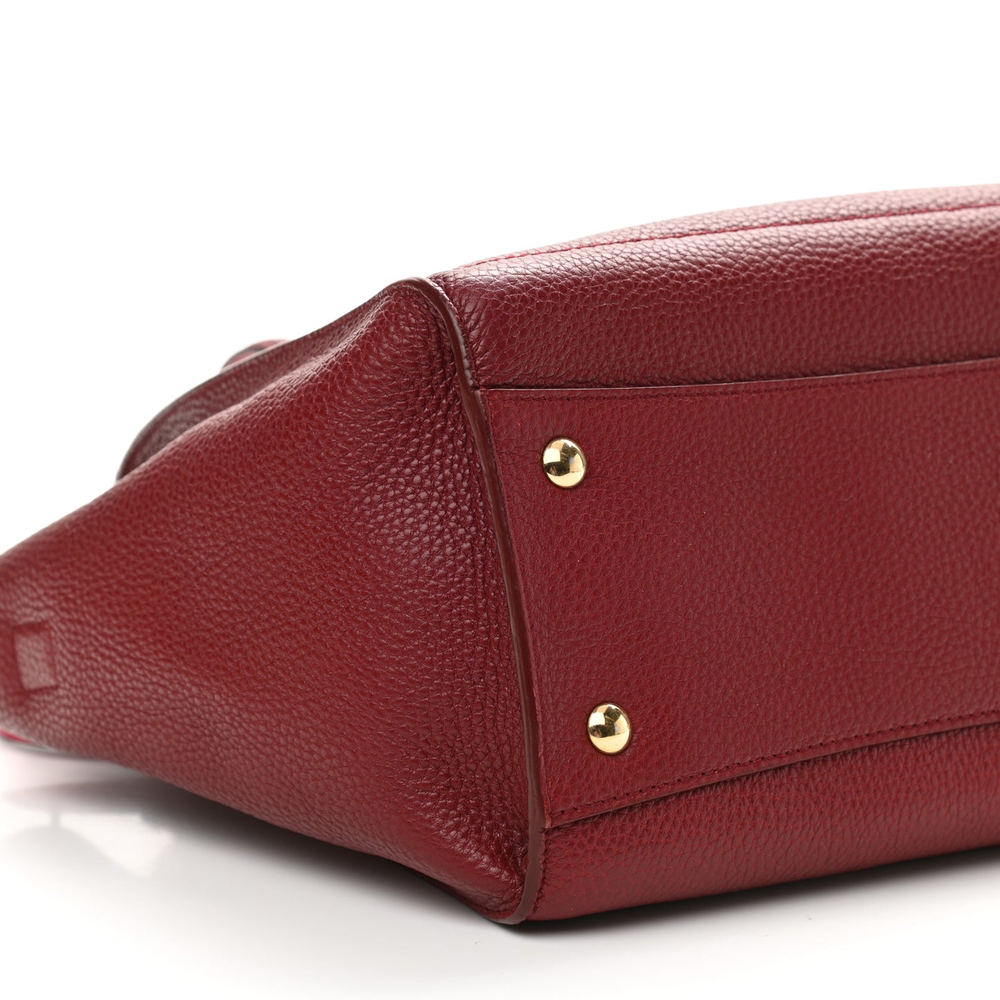 Hammered Calfskin Double Handle Small Amy Tote Red