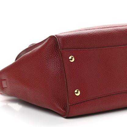 Salvatore Ferragamo Hammered Calfskin Double Handle Small Amy Tote Red 8 of 9