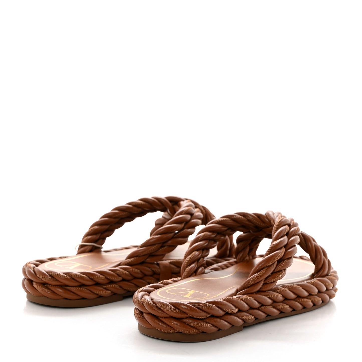 Nappa Rope Braided Slide Sandals 36 Saddle Brown