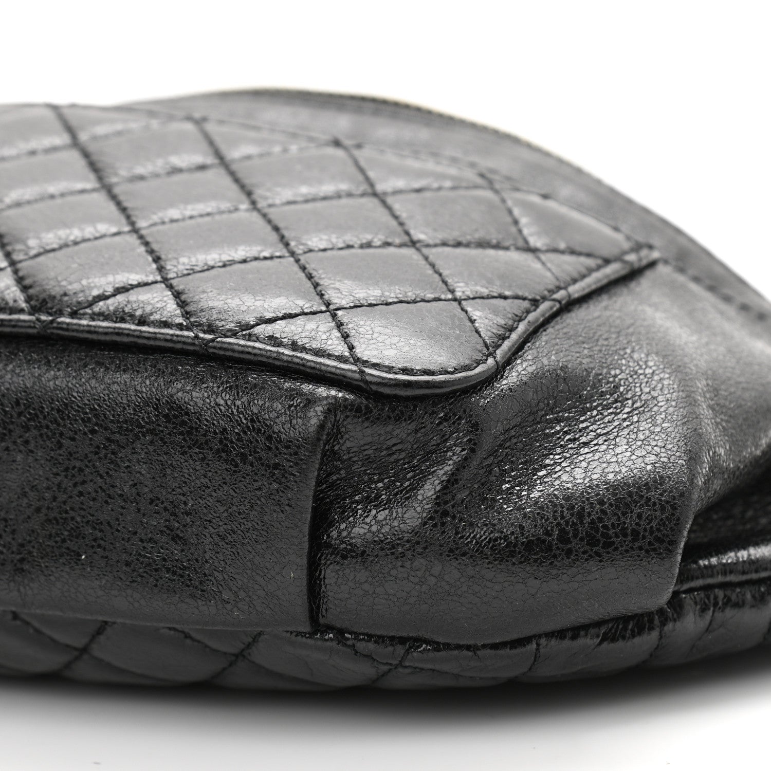Chanel Crumpled Glazed Lambskin Quilted Waist Bag Fanny Pack Black 10 of 10