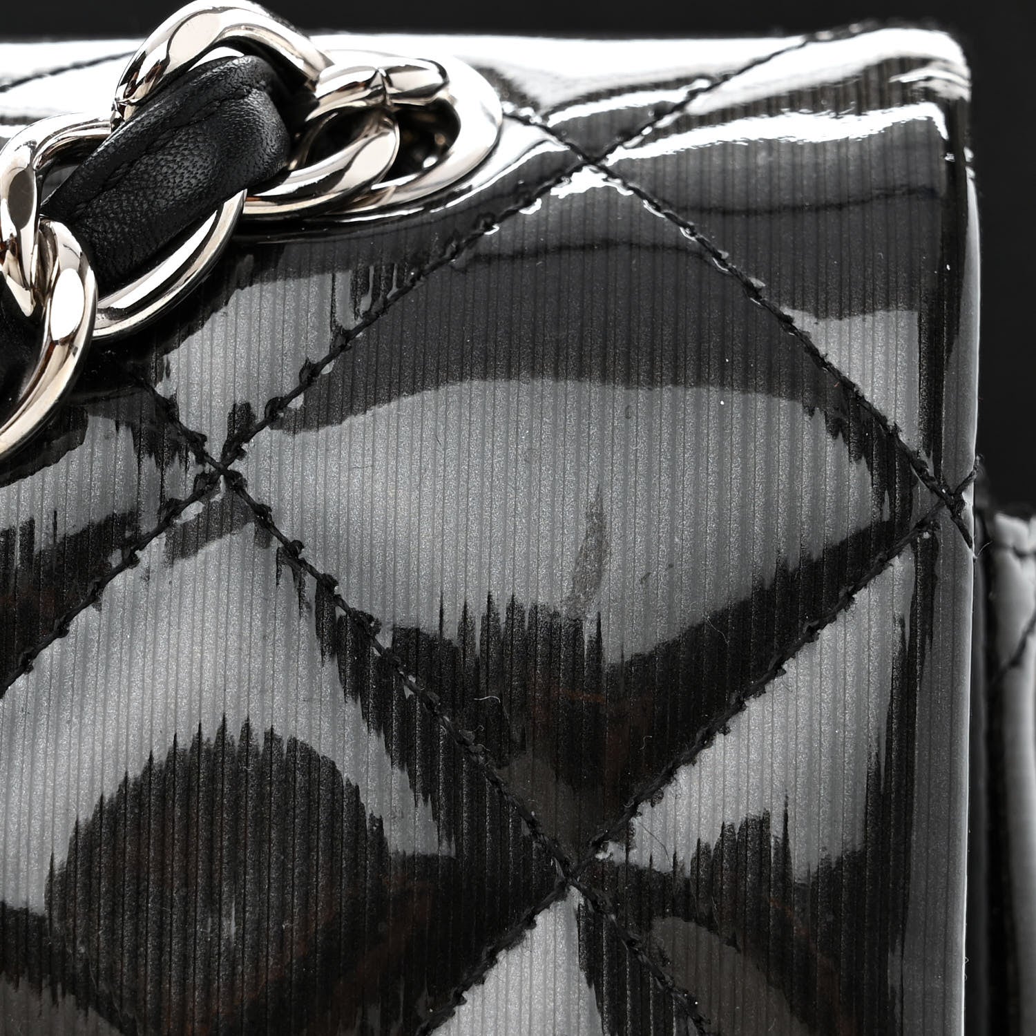 Chanel Striated Patent Quilted Maxi Double Flap Black 13 of 14