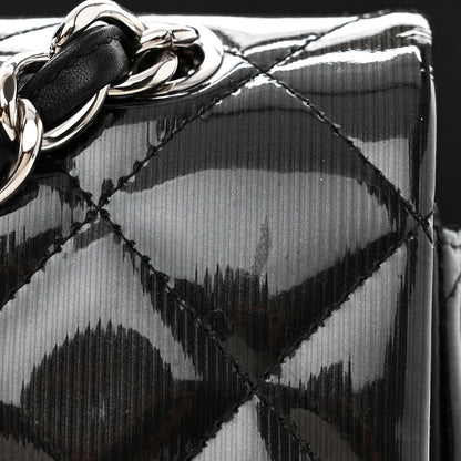 Chanel Striated Patent Quilted Maxi Double Flap Black 13 of 14