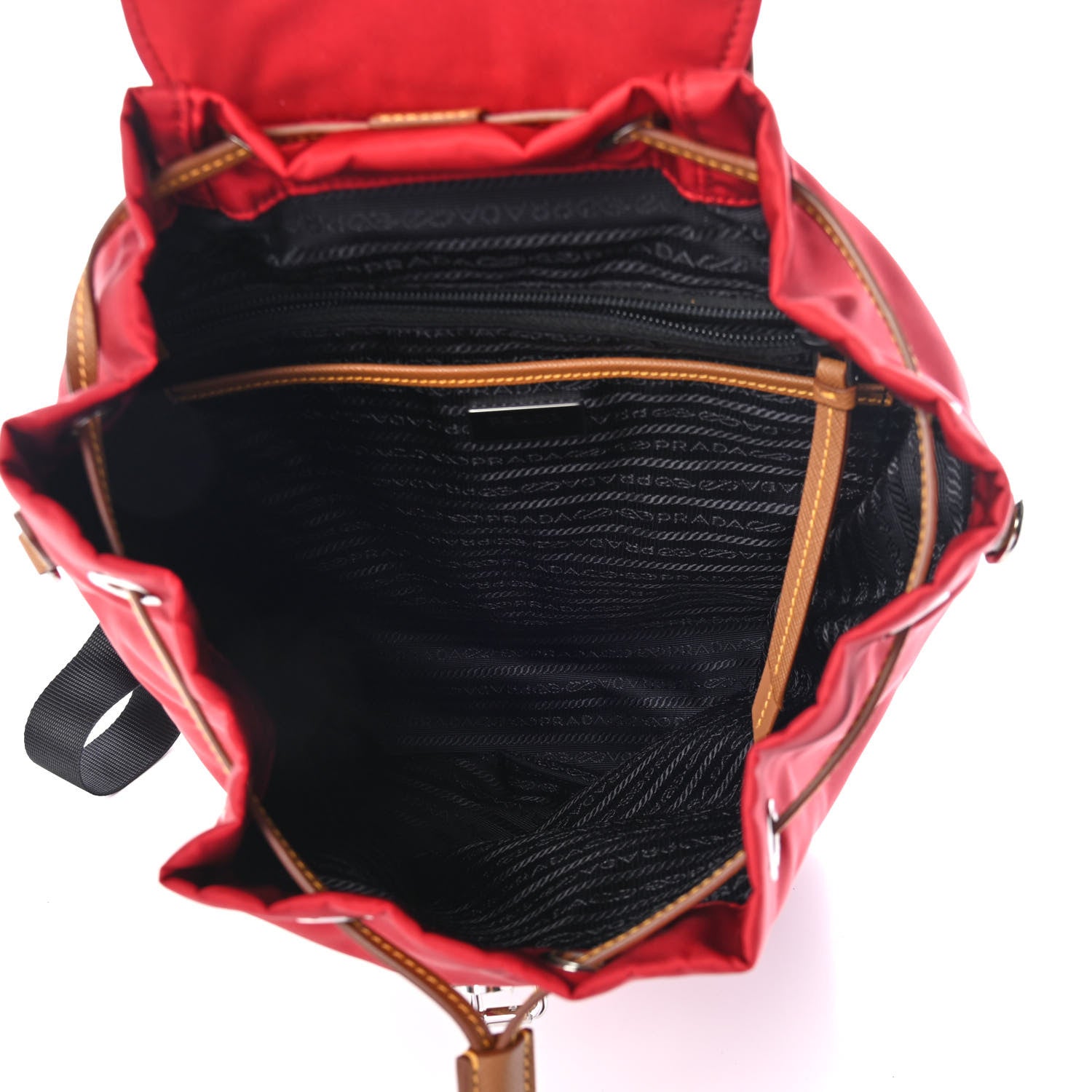 Prada Nylon Vela Saffiano Drawstring Backpack Red 4 of 4