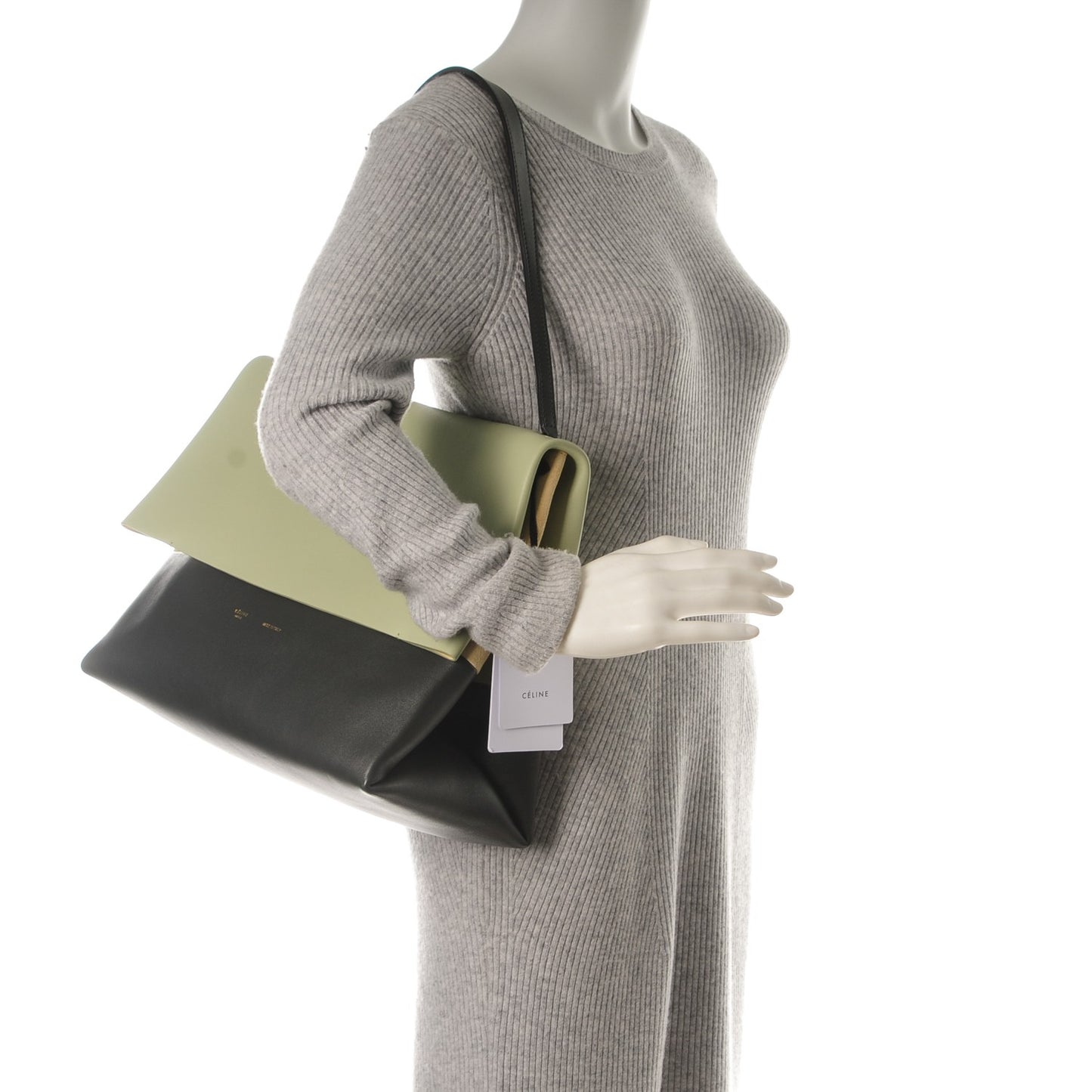 Calfskin Suede All Soft Shoulder Bag Pistachio