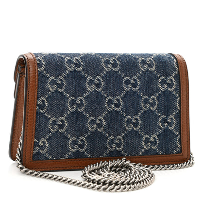 Gucci New Denim GG Monogram Dollar Calfskin Enamel Super Mini Dionysus Shoulder Bag Blue Tea Cuir Epilog Electric Blue 3 of 9