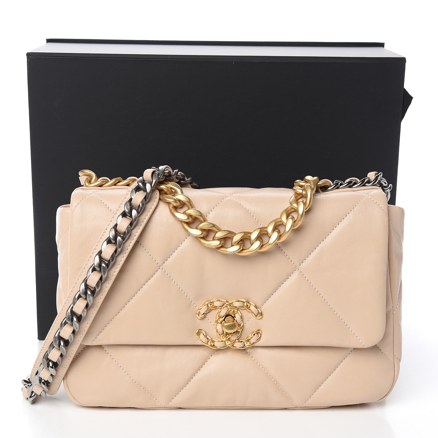 Chanel Lambskin Quilted Medium 19 Flap Light Beige 11 of 11