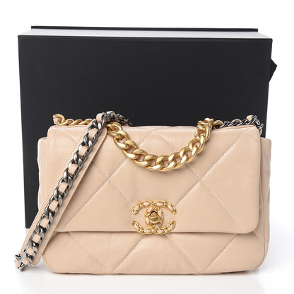 Chanel Lambskin Quilted Medium 19 Flap Light Beige 11 of 11