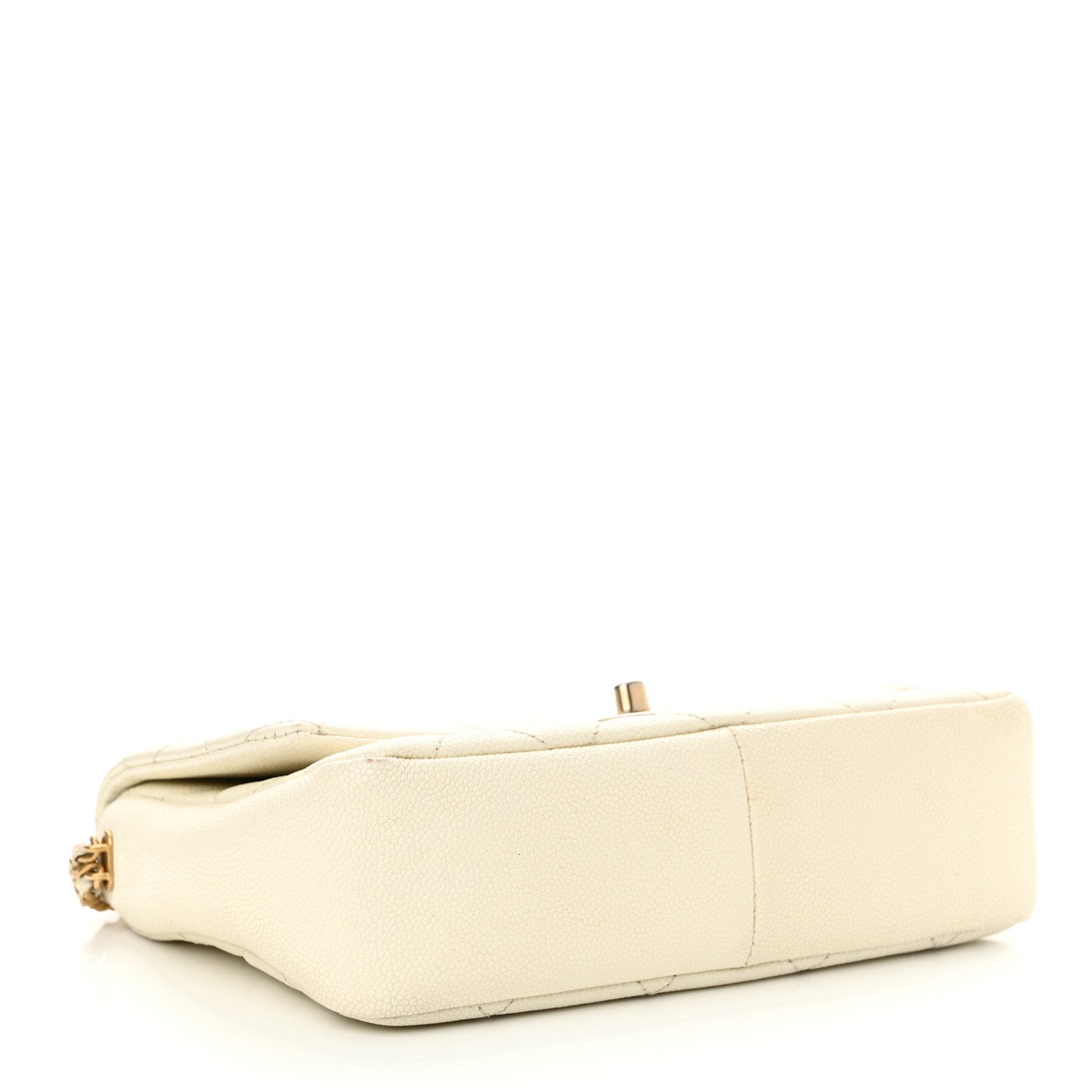 Shiny Caviar Quilted Small Chain Melody Flap White