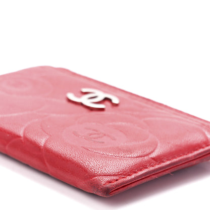 Chanel Lambskin Camellia Embossed Card Holder Red 11 of 12