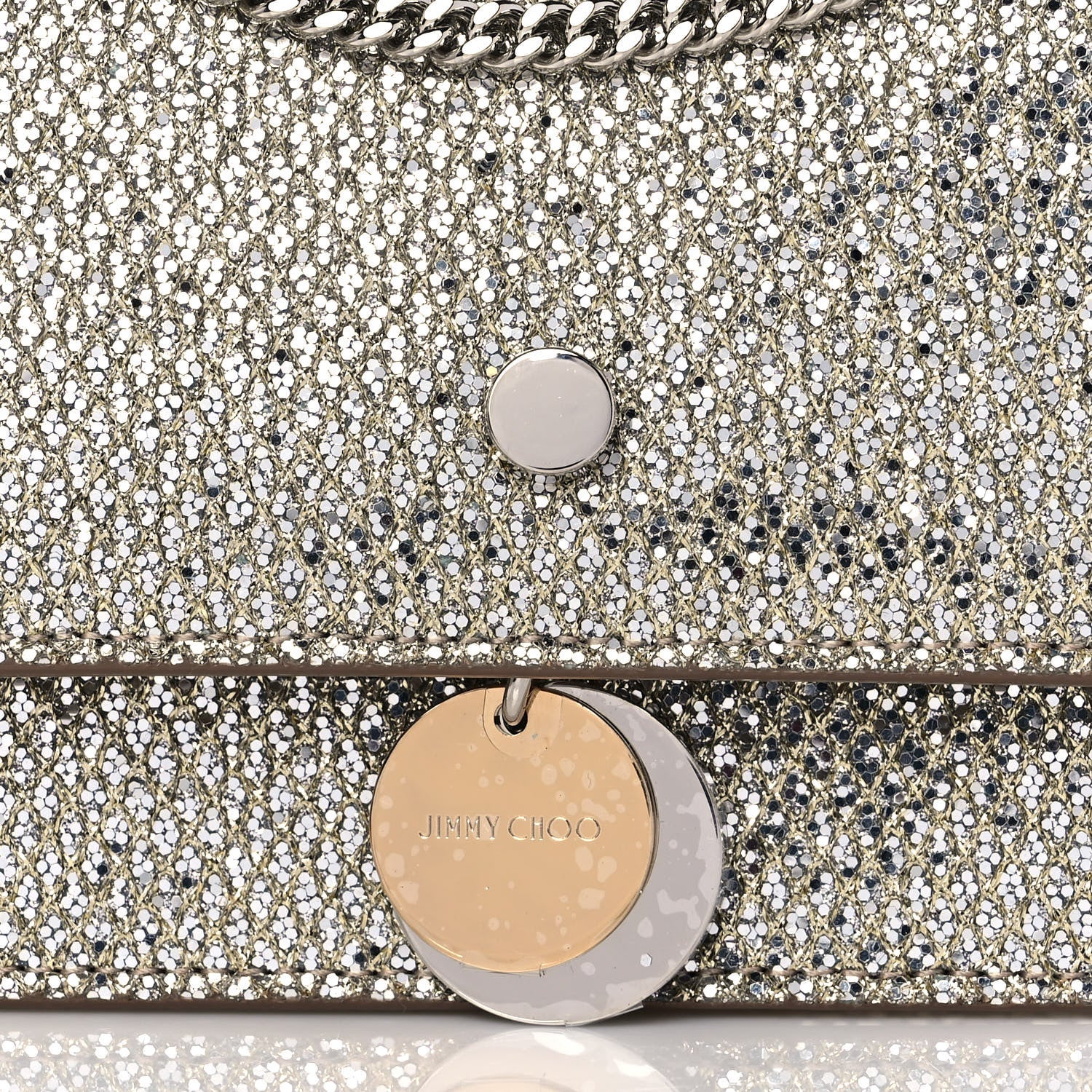 Jimmy Choo Glitter Fabric Finley Mini Shoulder Bag Champagne 8 of 11