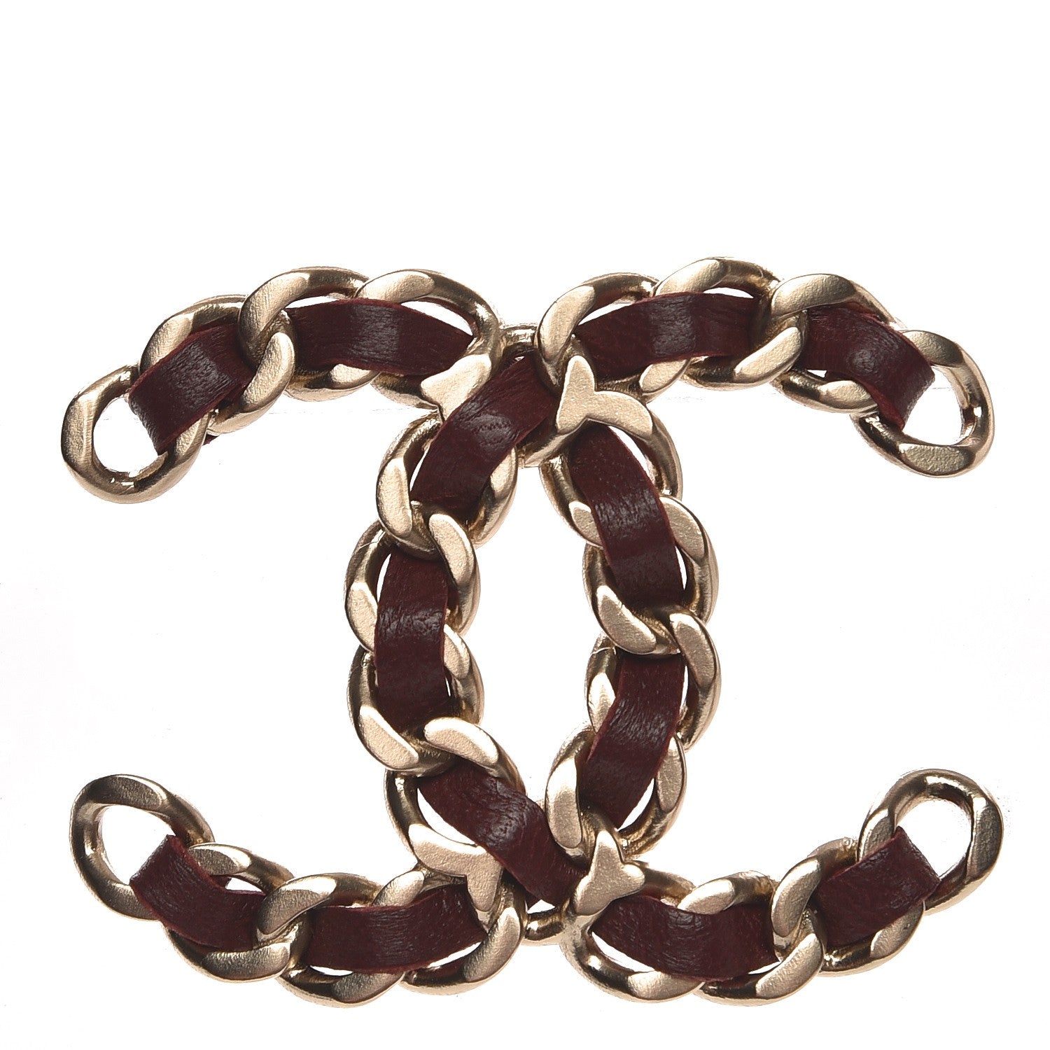Chanel Lambskin Chain CC Brooch Burgundy 1 of 5