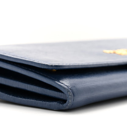 Prada Vitello Move Metal Oro Chain Wallet Bluette 9 of 11