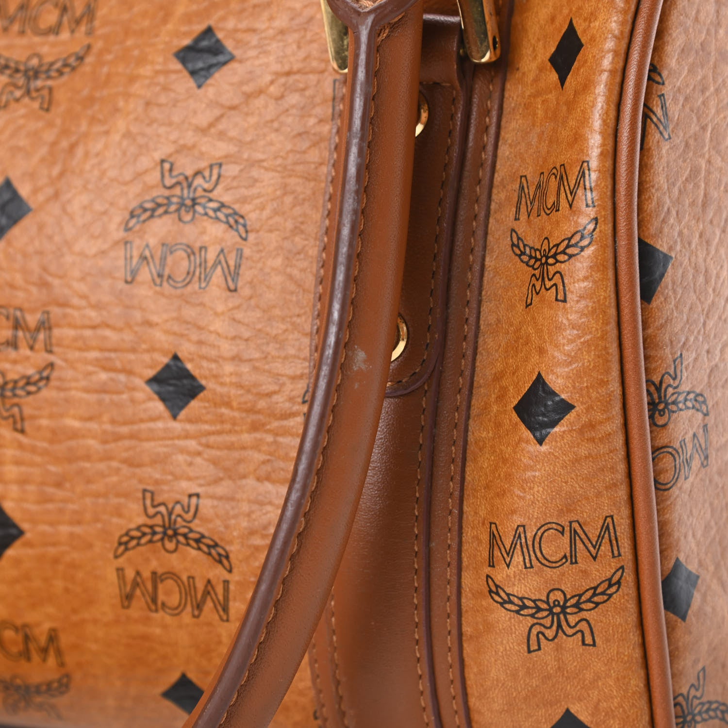 MCM Visetos Small Boston Bag Cognac 13 of 17