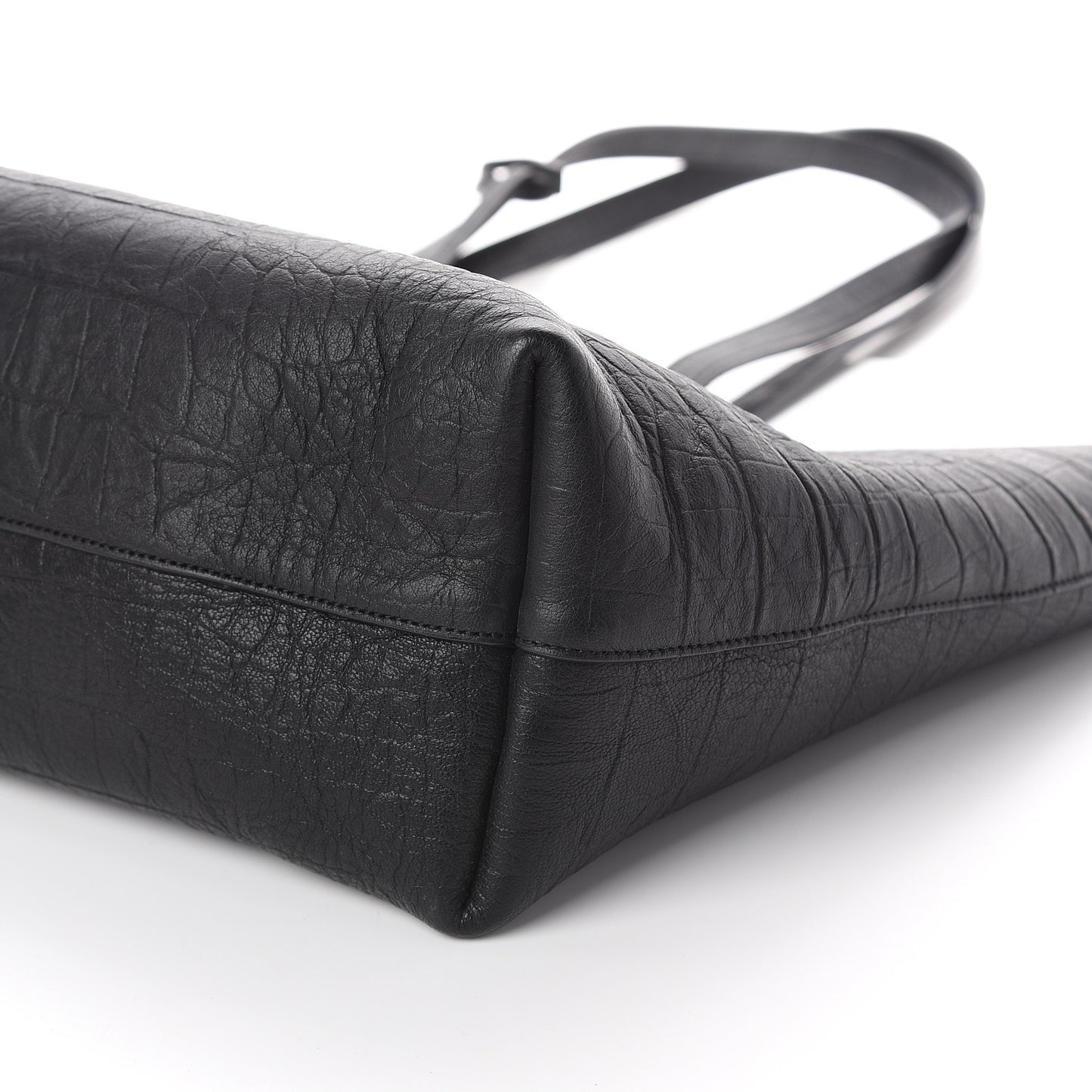 Calfskin Crocodile Embossed Large Shopper Tote Black