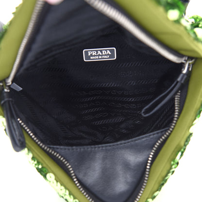 Prada Paillettes Vitello Triangle Crossbody Lime 6 of 7