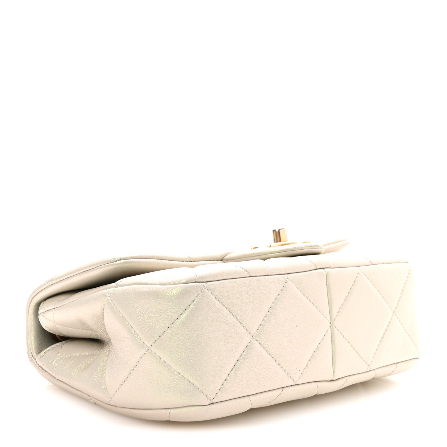 Chanel Pearly Lambskin Quilted Pearl Small Flap Light Grey 4 of 10