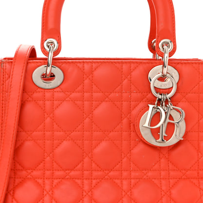 Christian Dior Lambskin Cannage Medium Lady Dior Coral 8 of 18