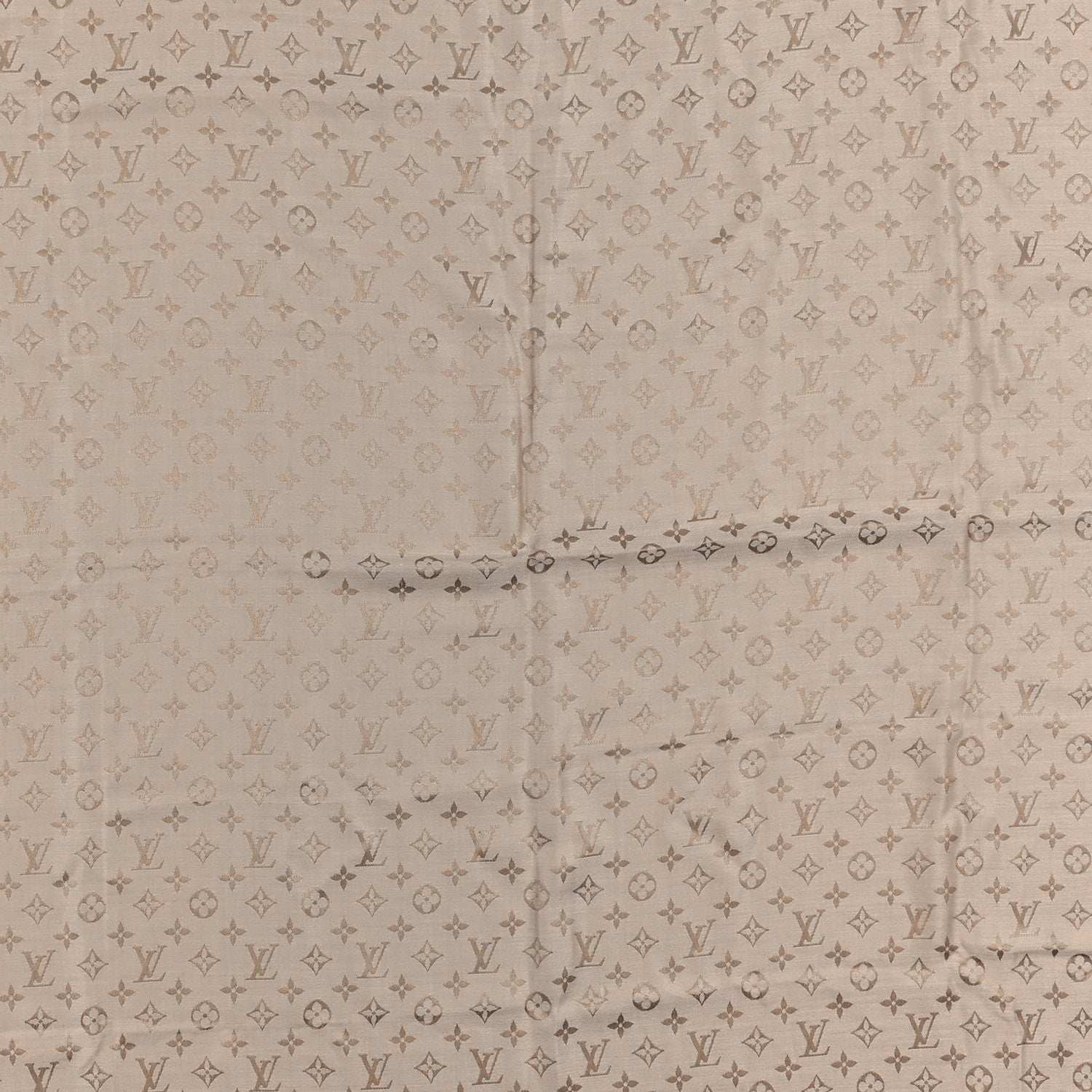 Louis Vuitton Silk Wool Monogram Denim Shawl Beige Rose 2 of 4