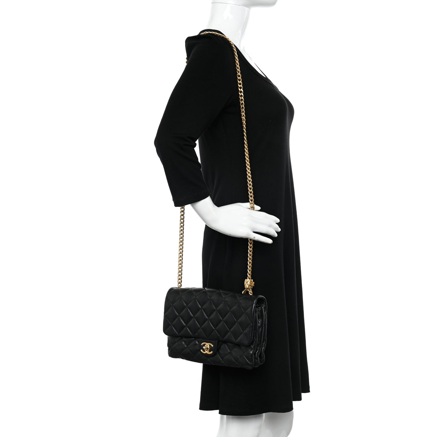 Lambskin Quilted Medium Pillow Crush Flap Bag Black