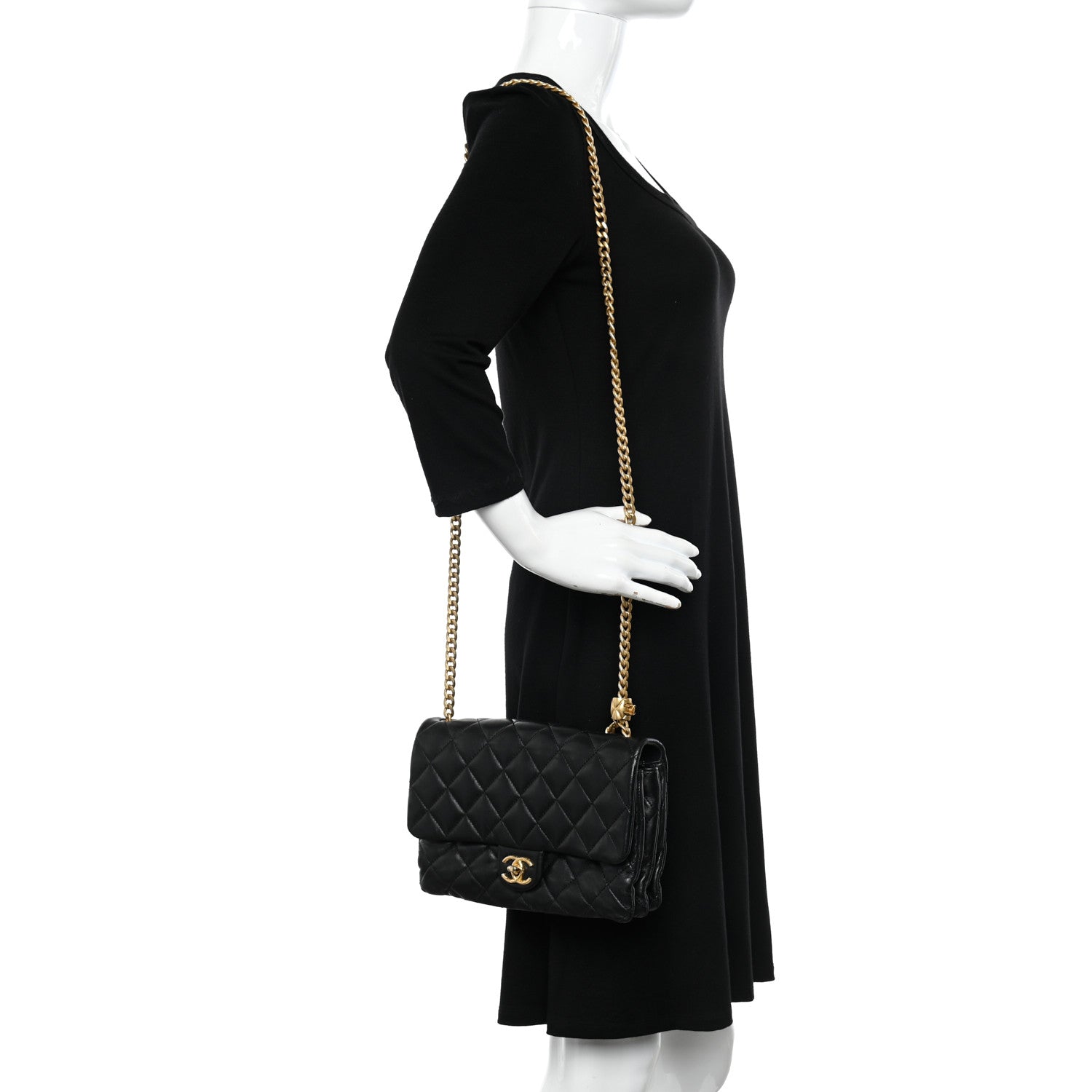 Chanel Lambskin Quilted Medium Pillow Crush Flap Bag Black 2 of 12