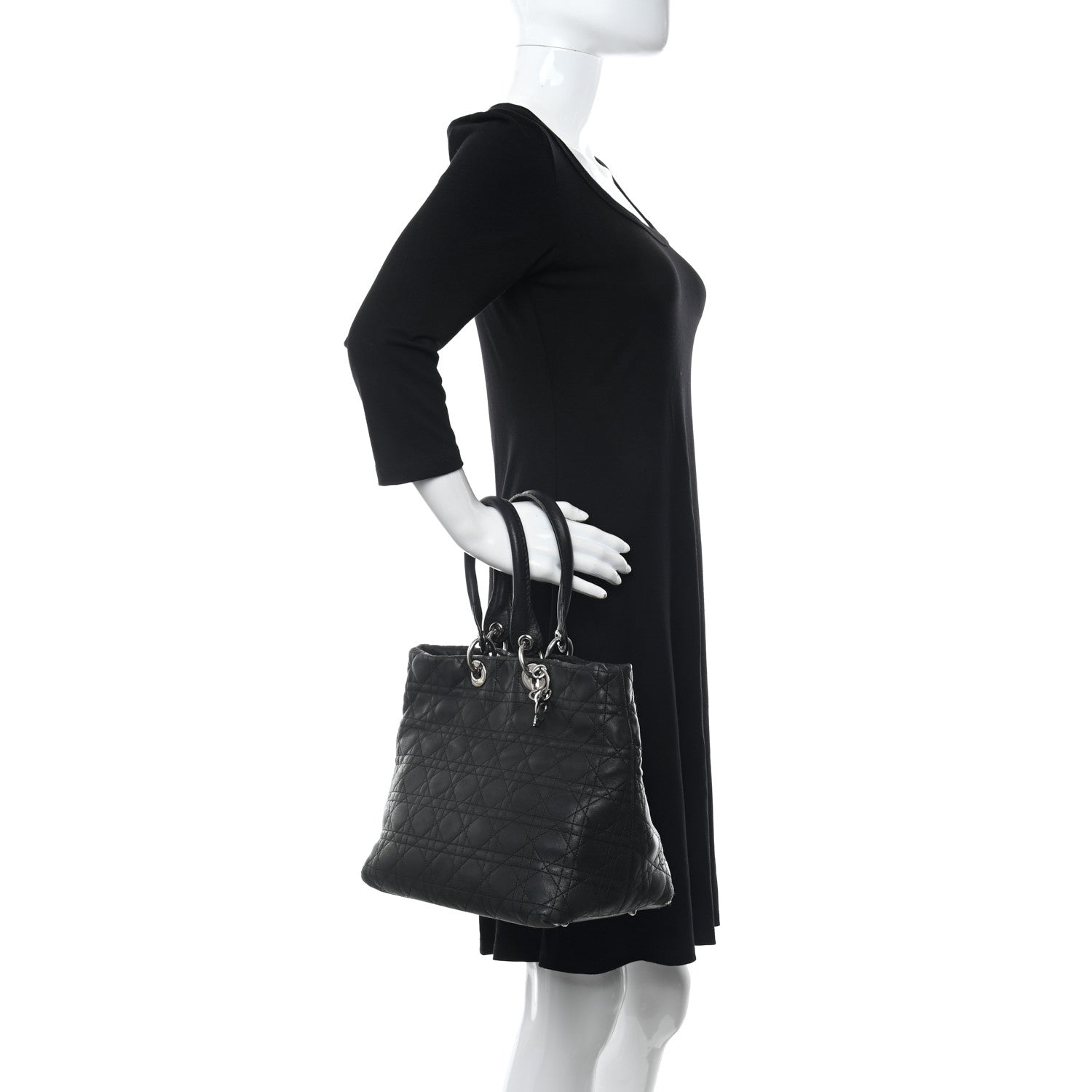 Christian Dior Lambskin Cannage Medium Soft Lady Dior Black 2 of 21