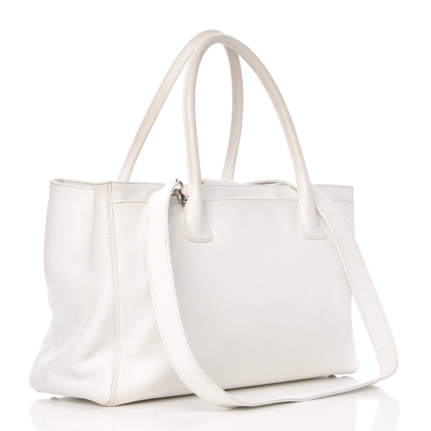 Calfskin Cerf Executive Shopper Tote White