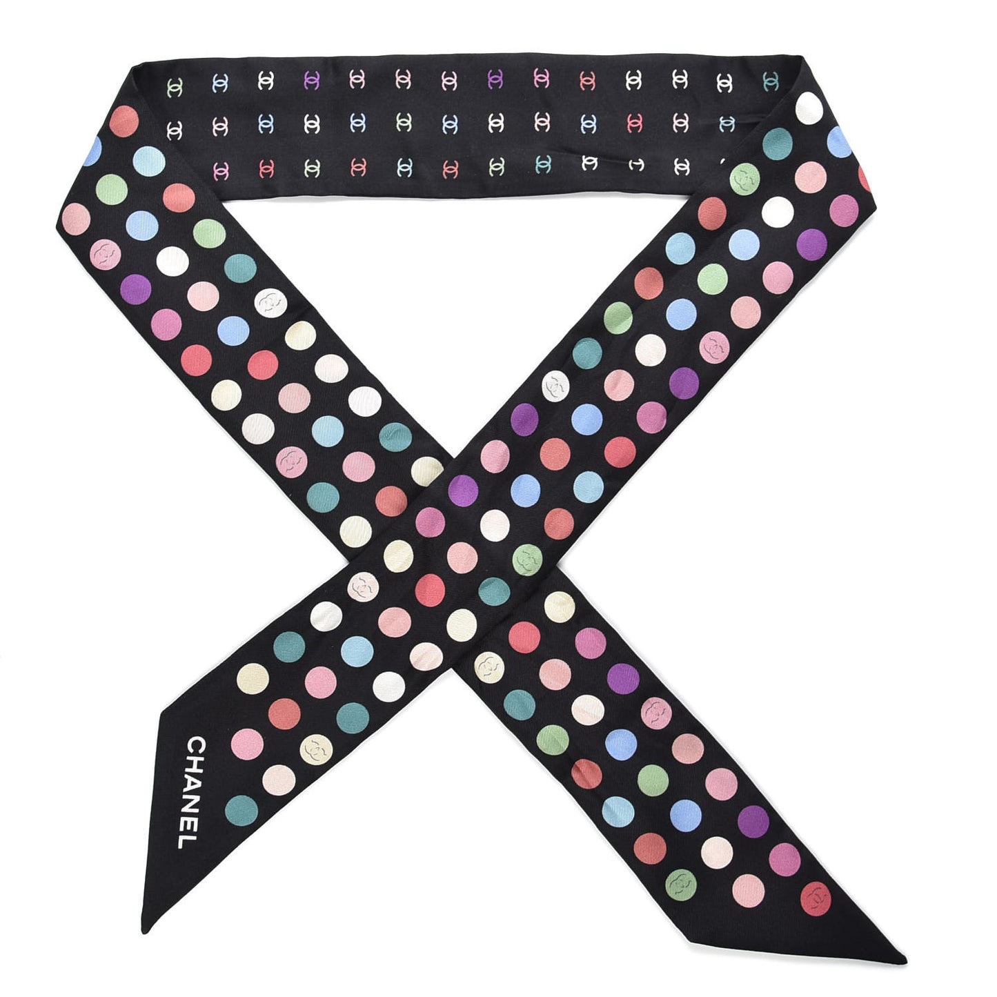 Silk Polka Dot CC Slim Bandeau Black Multicolor